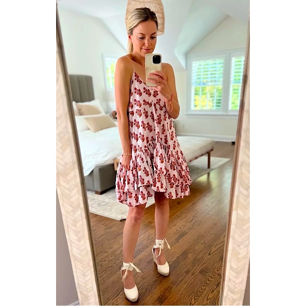 J.Crew Light Pink Soft Gauze Cotton Tiered Beach Dress  Size XXL